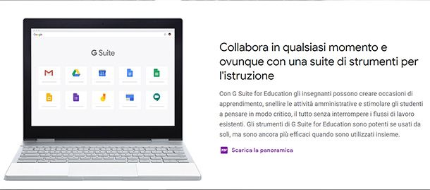 Le funzioni della piattaforma G Suite for Education