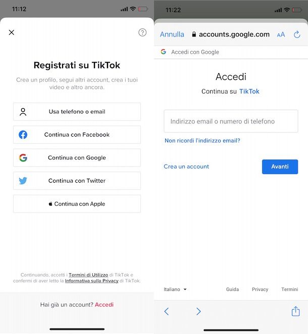 Come registrarsi su TikTok con account Google