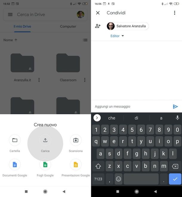 Condividere un file su Drive da mobile