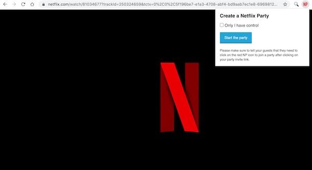 Creare stanza con Netflix party