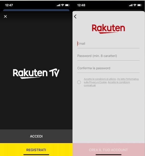 Come funziona Rakuten TV su smartphone e tablet