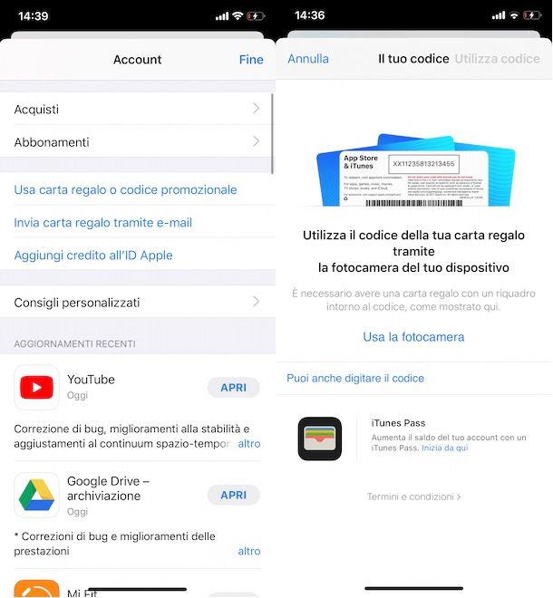 Caricare App Store su iPhone