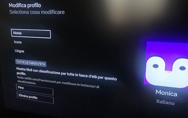 Come eliminare profilo Netflix da TV