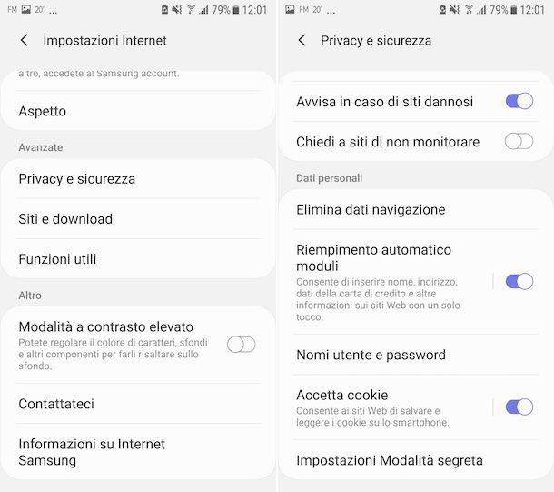 Attivare i cookie sul browser Internet di Samsung