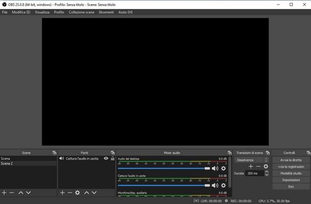 Configurare OBS per la registrazione