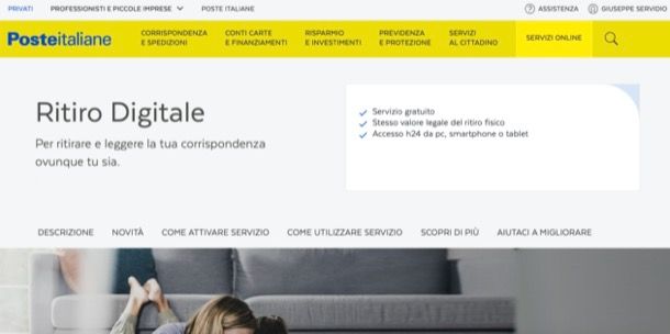 Ritiro digitale di Poste Italiane