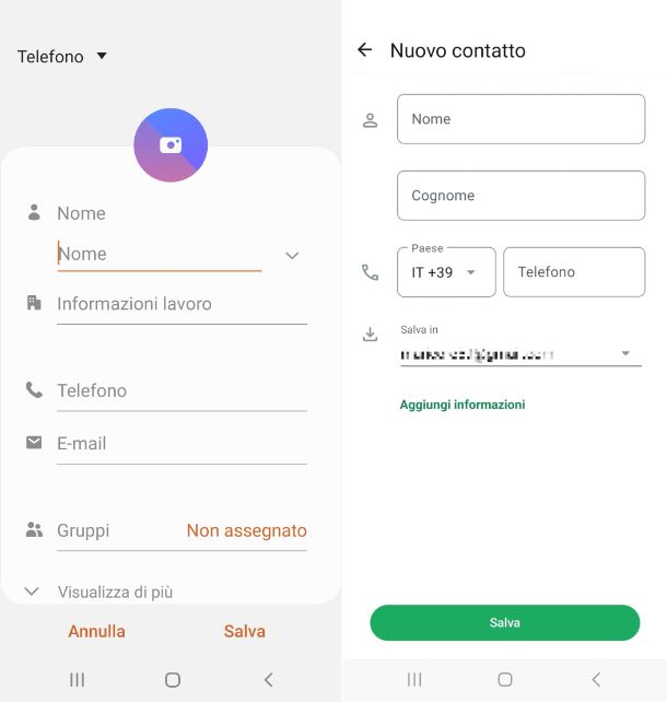 Contatti WhatsApp Android