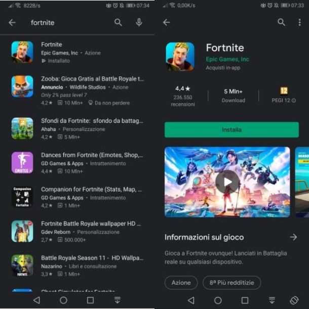 Fortnite PlayStore