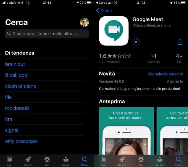 Installare Google Meet iPhone