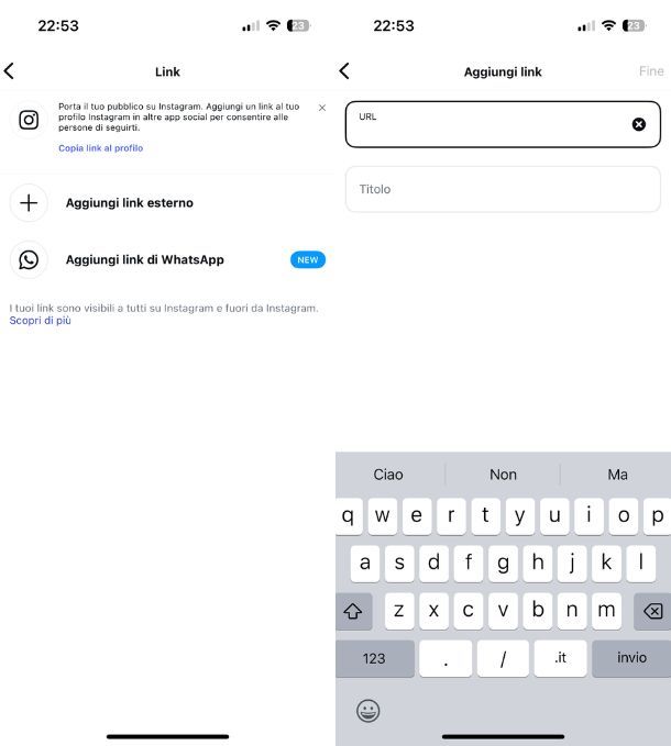 Mettere link YouTube nella bio di Instagram
