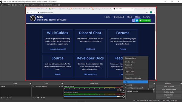 Registrazione con OBS e impostare filtri audio