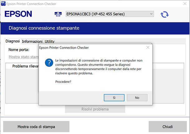 Controllo rete Wi-Fi con Epson Connection Checker