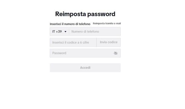 Come recuperare account TikTok senza email