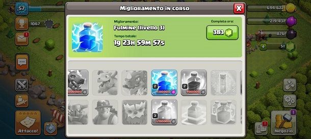 Come migliorare incantesimi su Clash of Clans