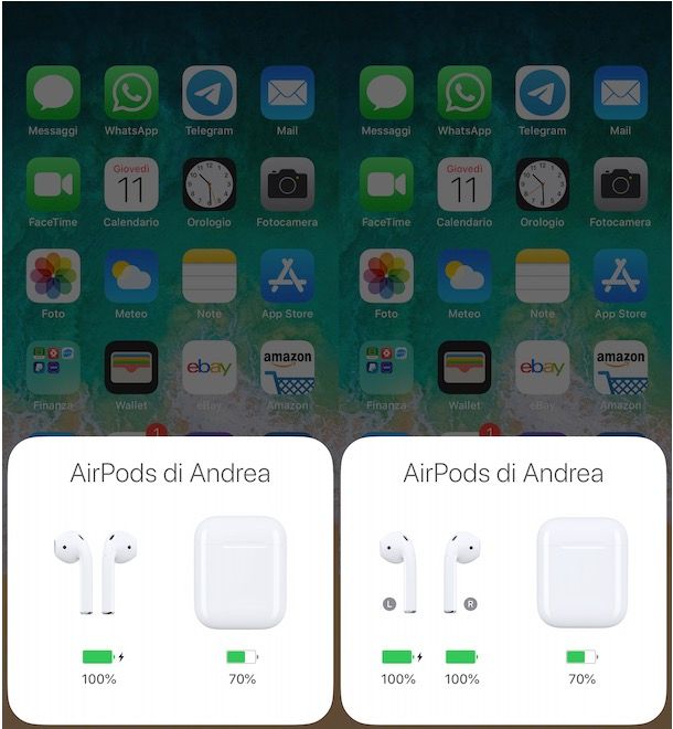 Controllare batteria AirPods su iPhone