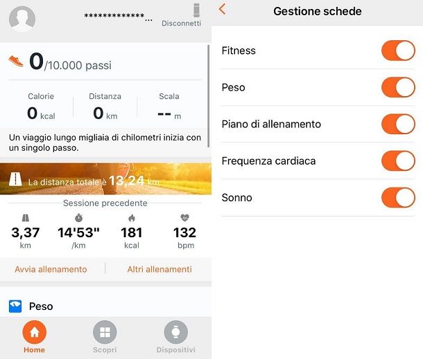 Schermata Huawei Health iPhone