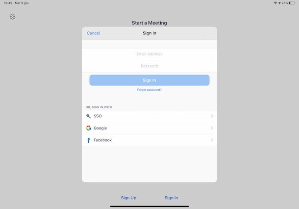 Come accedere a Zoom da tablet