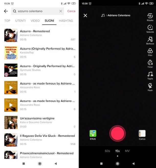 Inserire canzone su TikTok Android