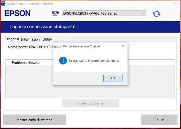 Controllare rete Wi-Fi della stampante Epson da PC