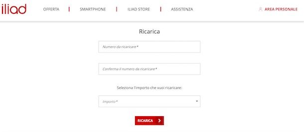 Come ricaricare un altro numero Iliad online