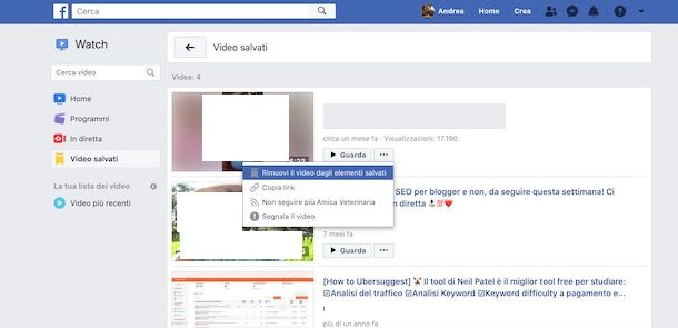 Cancellare video salvati su Watch da computer