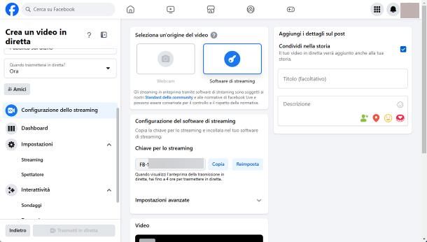 Come fare diretta Facebook con telecamera