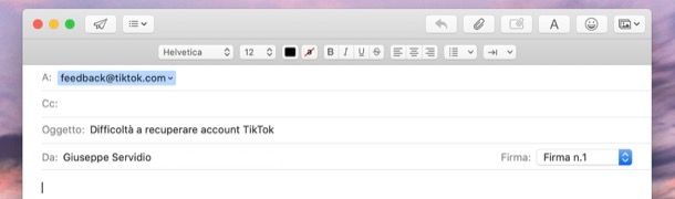 Email assistenza TikTok