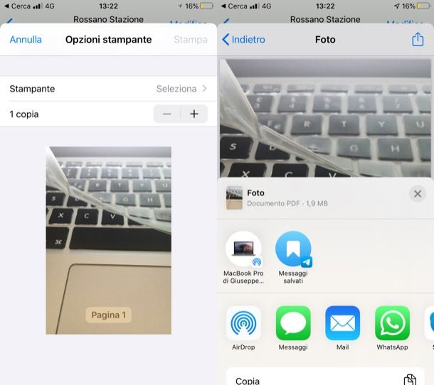 Funzione nativa per esportare foto in PDF su iPhone