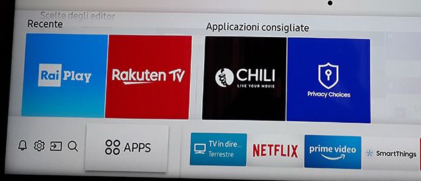 Il pulsante Apps della Smart TV Samsung