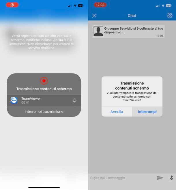 Condividere schermo iPhone su Windows con TeamViewer