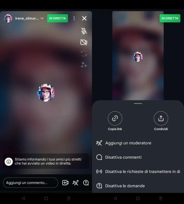 Come togliere i commenti dalle proprie dirette Instagram