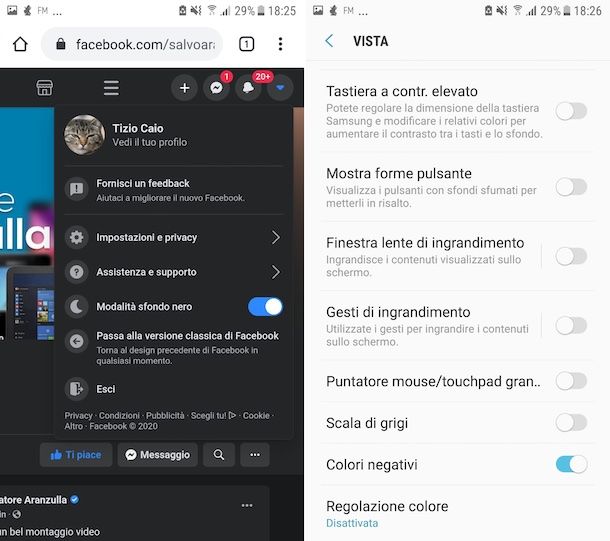 Dark mode Facebook Android