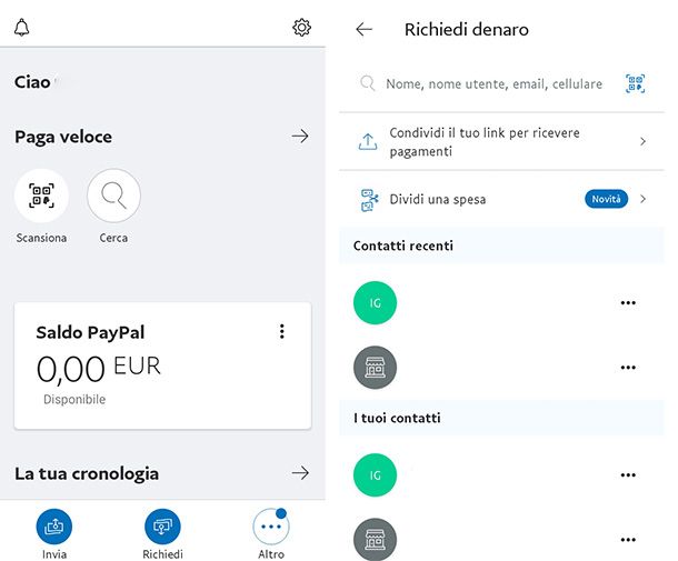 Richiedere denaro su PayPal da mobile