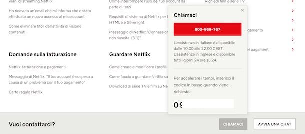 Contattare Netflix