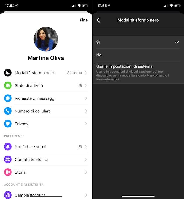 Tema nero Facebook Messenger