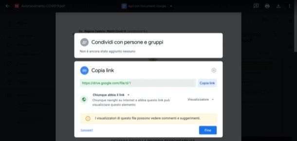 Condividere un file con Drive