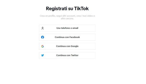 Come registrarsi su TikTok da computer