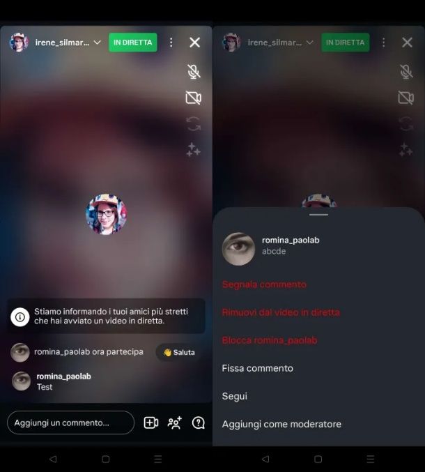 Come togliere i commenti dalle dirette Instagram degli altri