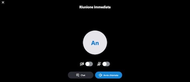 Avviare riunione su Skype