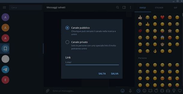 canale pubblico PC telegram