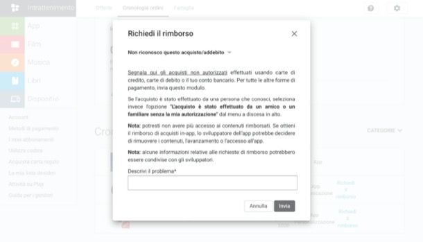 Richiedere rimborso Google Play