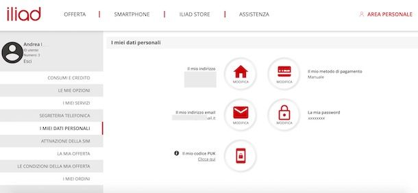 Recuperare codice PUK Iliad Area personale