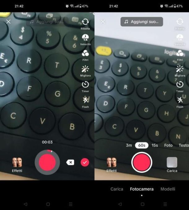 Tramite la fotocamera di TikTok