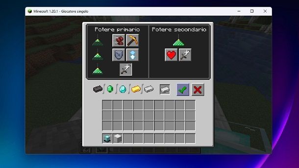 Attivare potere beacon faro Minecraft