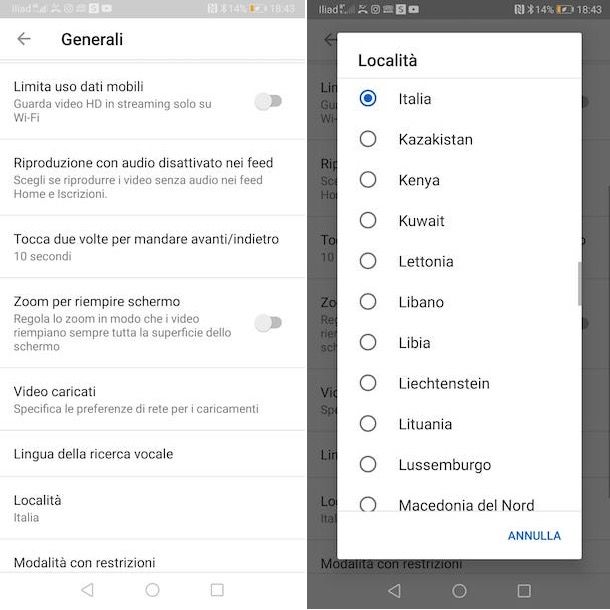 Come cambiare lingua su YouTube su Android