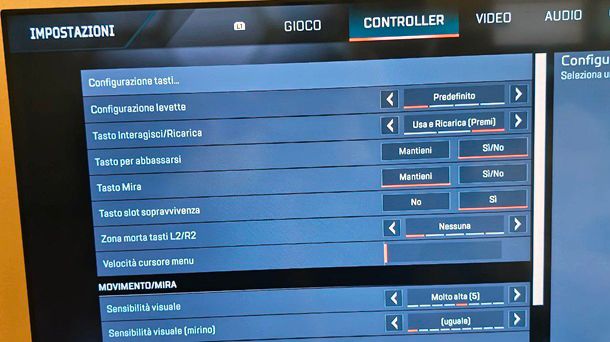 Migliori impostazioni Apex scheda controller PlayStation