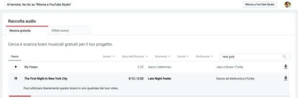 Cercare brani su YouTube