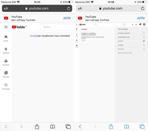 Vedere i propri commenti su YouTube da mobile