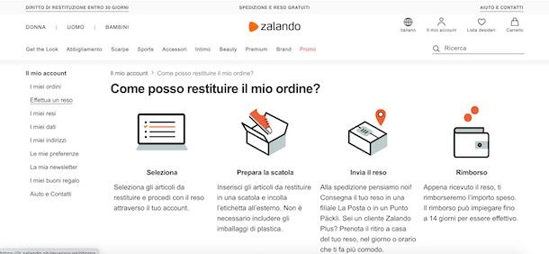 Fare un reso su Zalando