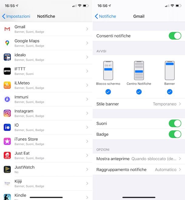 Notifiche Gmail Impostazioni iOS